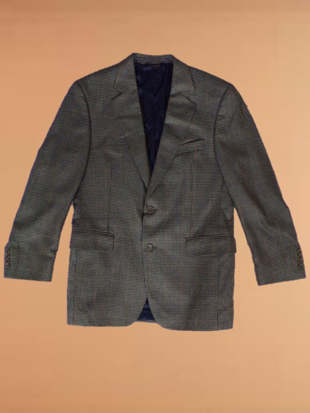JOS. A. BANK size 38R silk/wool brown/gold/purple/blue houndstooth-tweed blazer